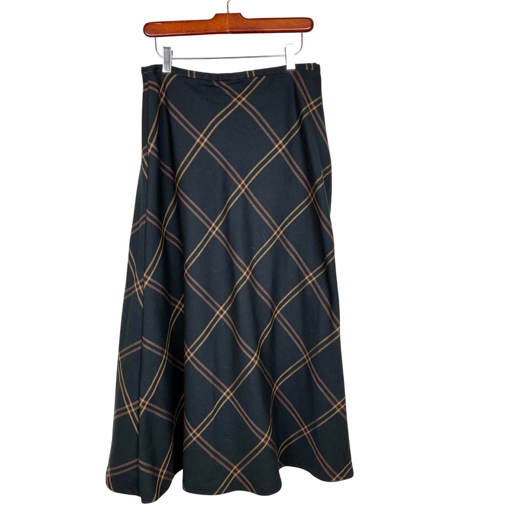 Vtg 90s Skirt Sz M 29" Waist Plaid Midi Academia Preppy Fall Tartan Work Office